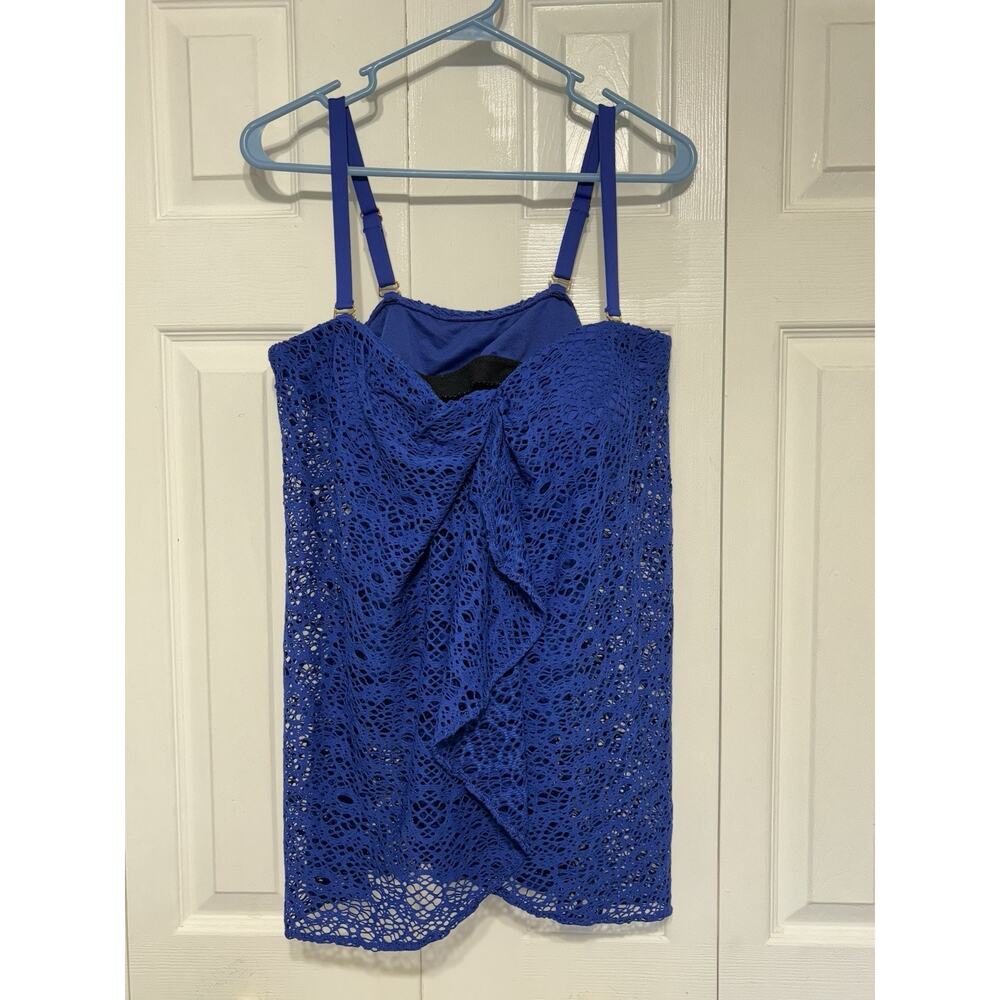 Lauren Ralph Lauren Royal Blue One Piece Swimsuit Lace Crochet Swing Flyaway 16w
